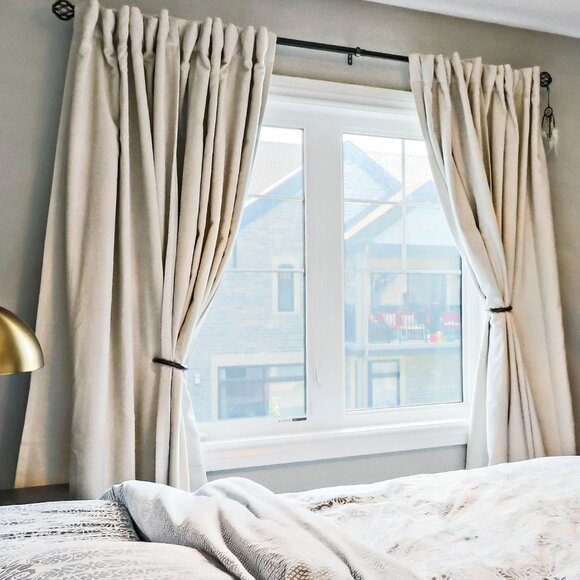 West Elm Worn Velvet Blackout Curtain, Alabaster (Set of Two) - Picture 8 of 8